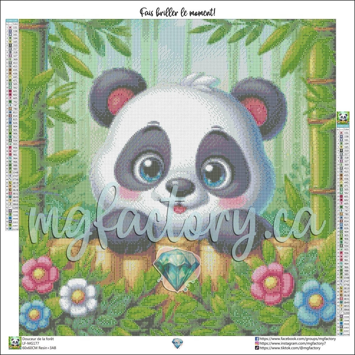 Toile Diamond Painting - Douceur de la forêt 60x60cm - MG Factory