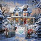 Toile Diamond Painting - La maison de Noël 70x70cm - MG Factory