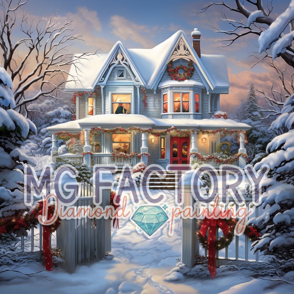 Toile Diamond Painting - La maison de Noël 70x70cm - MG Factory