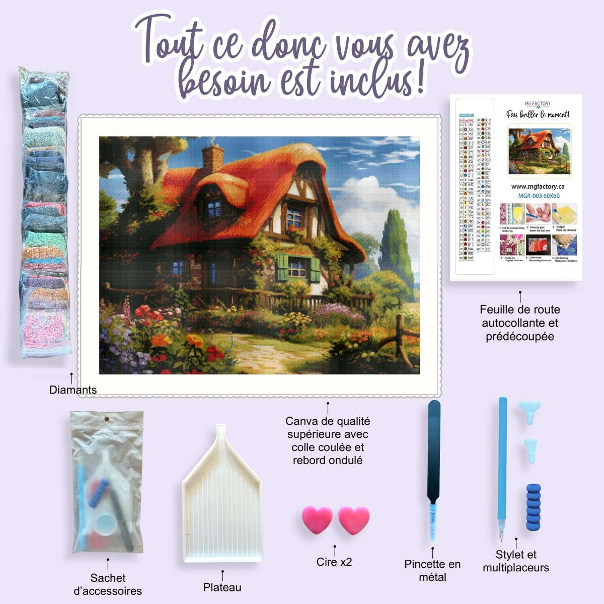 Toile Diamond Painting - La maison des collines 80x60cm - MG Factory