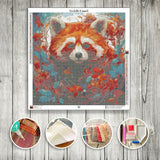 Toile Diamond Painting - Panda roux et ses fleurs 70x70cm - MG Factory