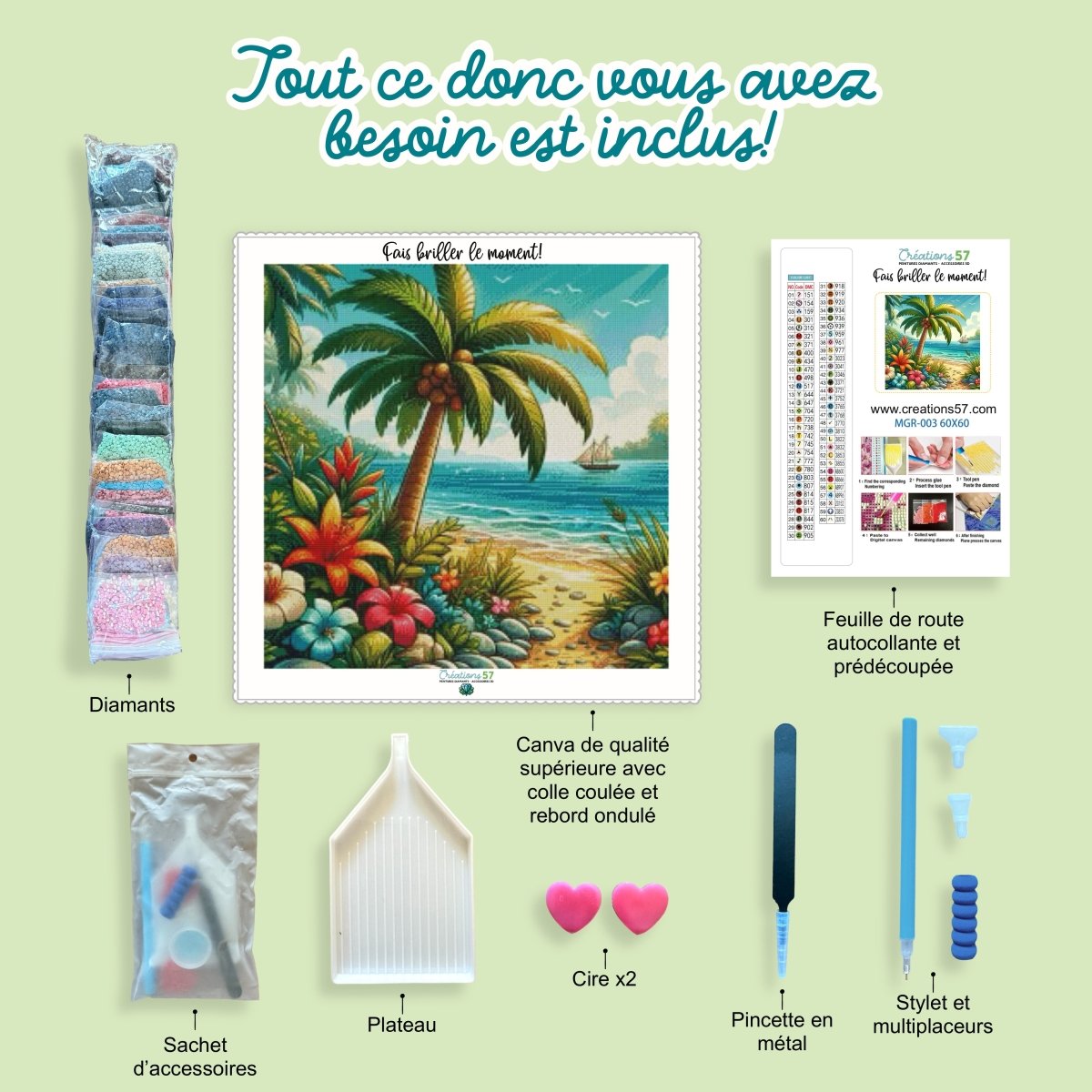 Toile Diamond Painting - Paradis azur 60x60cm - Créations 57