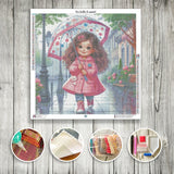 Toile Diamond Painting - Promenade sous la pluie 70x70cm - MG Factory