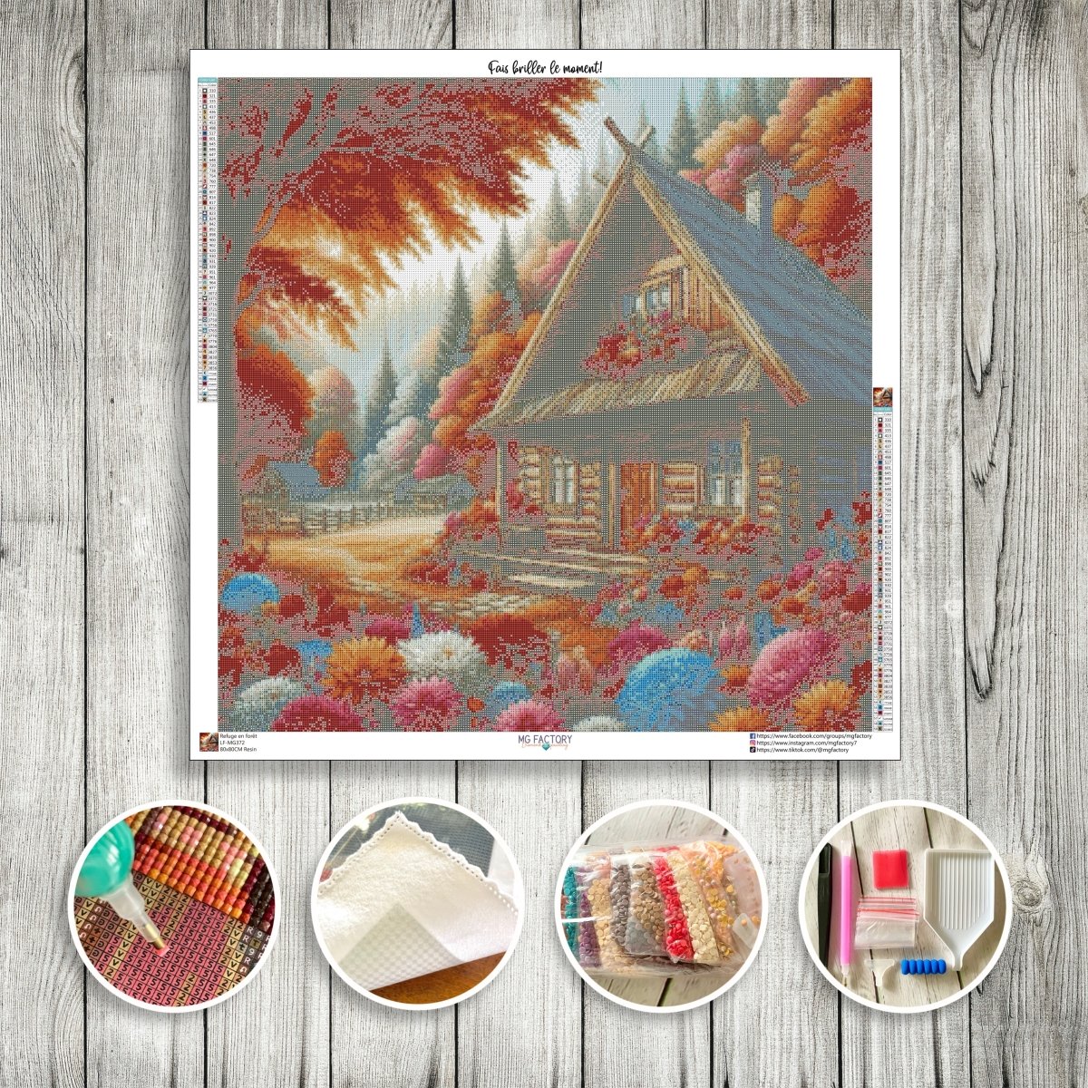 Toile Diamond Painting - Refuge en forêt 80x80cm - MG Factory