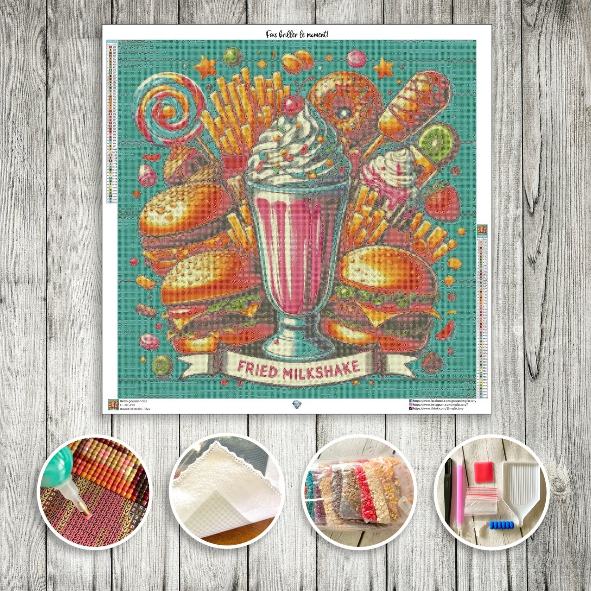 Toile Diamond Painting - Rétro gourmandise 80x80cm - MG Factory