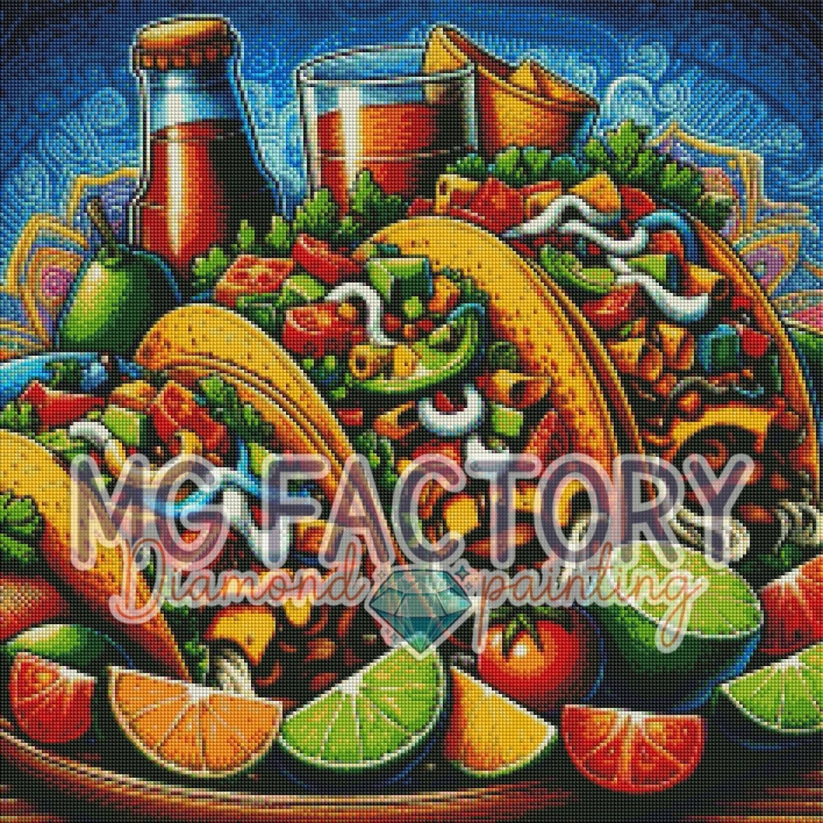 Toile Diamond Painting - Tacos party 60x60cm - MG Factory