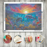 Toile Diamond Painting - Les dauphins 80x60cm - MG Factory