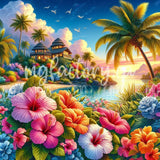 Toile Diamond Painting - Paradis tropical 90x90cm - MG Factory